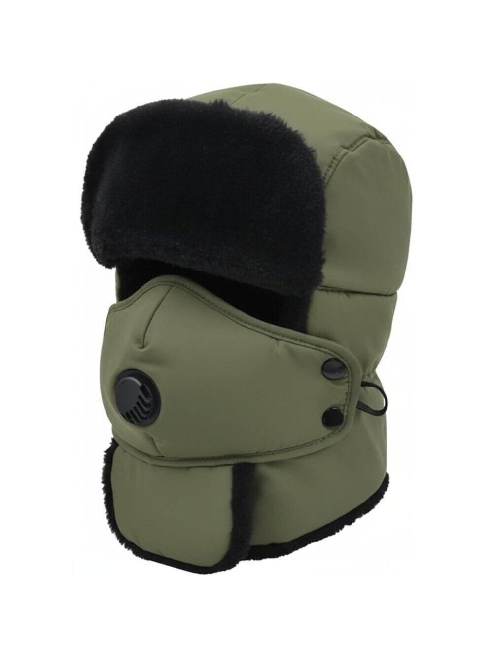 Unisex Green Skiing Trooper With Face Mask Winter Skiing Ear Flaps Trapper Hat